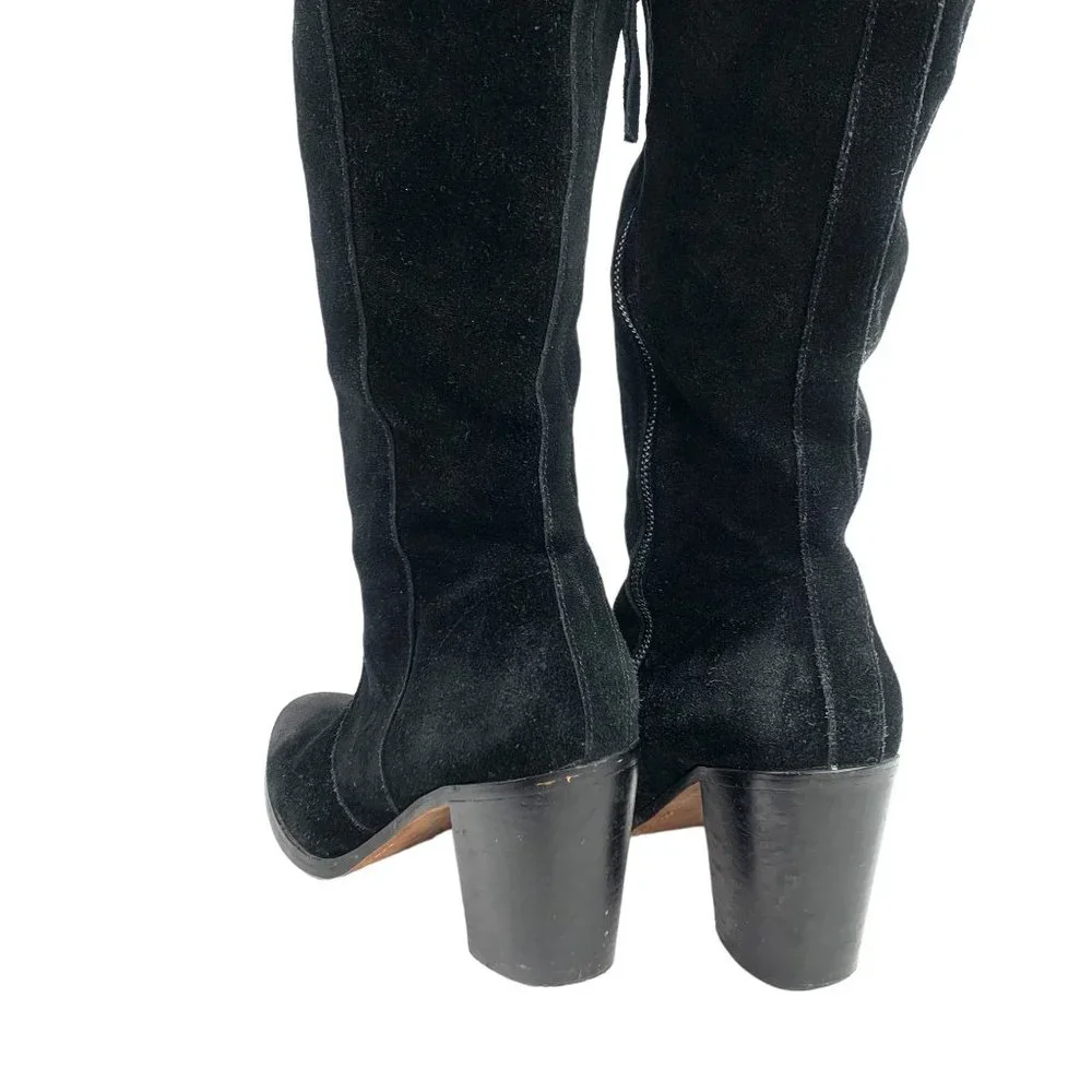 Anthropologie LATIGO Jukebox Black Suede Over the‎ Knee Heel Boots
